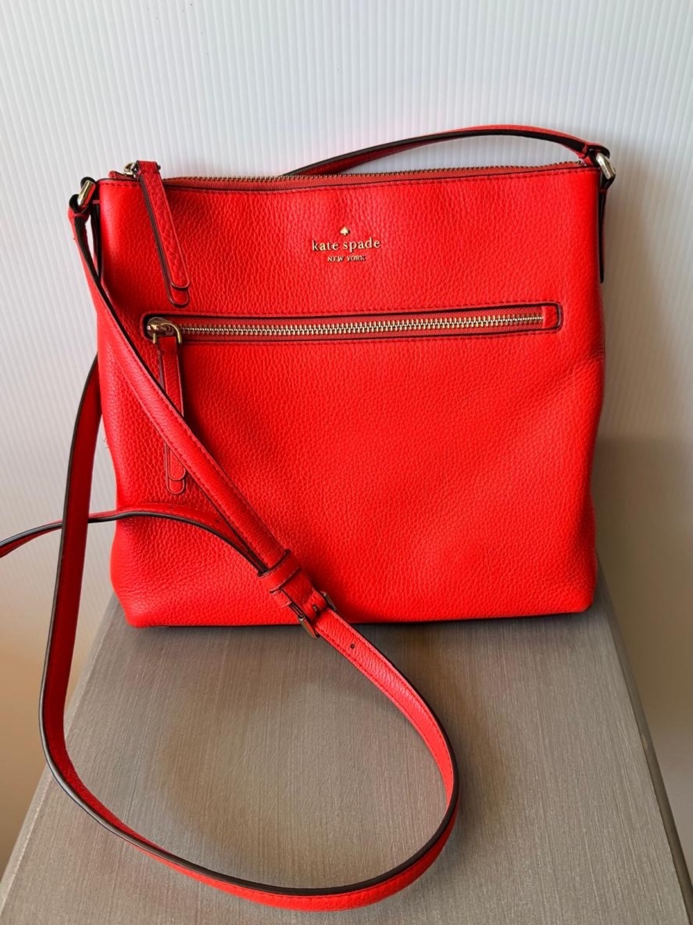 kate spade Red Pebbled Leather Crossbody Bag
